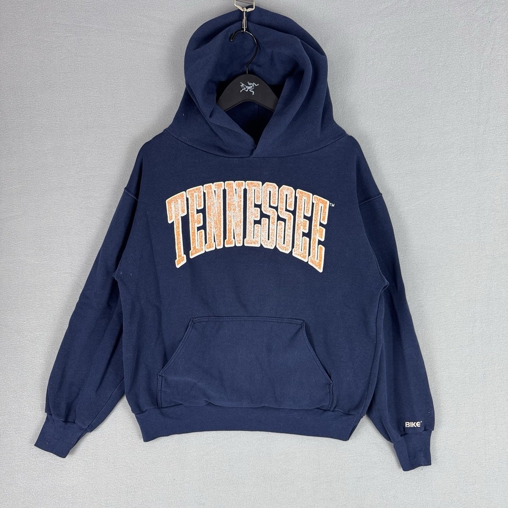 Vintage Bike Tennessee Spellout Hoodie Mens Large 90s College Faded Cotton Blend